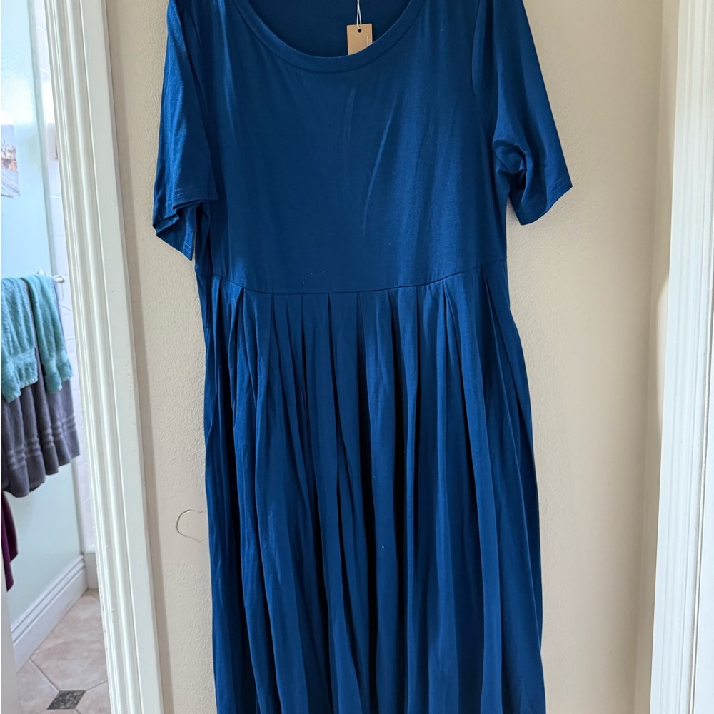 Blue Pleated Midi Dress NWT